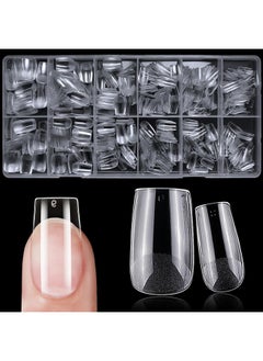 LifexTol 600Pc Short Square Nail Tips Fake Nails Press On Nails Clear Nail Tips Full Cover False Nail Artificial Fingernail, 12 Sizes Soft Gel X Nail Tips For Acrylic Nails Gel X Nail Extensions  - Image 1