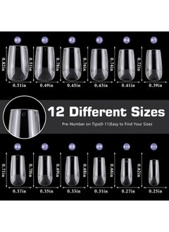 LifexTol 600Pc Short Square Nail Tips Fake Nails Press On Nails Clear Nail Tips Full Cover False Nail Artificial Fingernail, 12 Sizes Soft Gel X Nail Tips For Acrylic Nails Gel X Nail Extensions  - Image 5