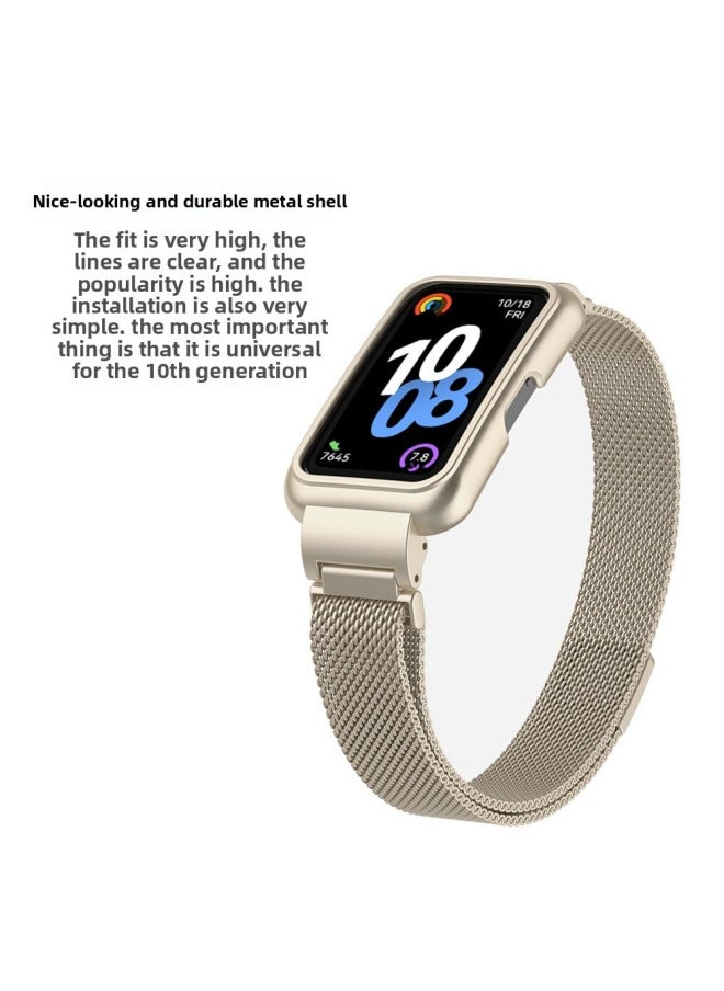 Generic - For HuaweiBracelet 10 Strap For HuaweiBand987 Glory Bracelet Universal Wristband Milanese Strap-Color:18# Camouflage Blue-Specifications:Applicable To For HuaweiBand 10/9/8/7 Generation (with Metal Case) - Image 1