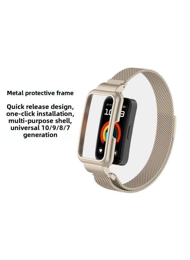 Generic - For HuaweiBracelet 10 Strap For HuaweiBand987 Glory Bracelet Universal Wristband Milanese Strap-Color:18# Camouflage Blue-Specifications:Applicable To For HuaweiBand 10/9/8/7 Generation (with Metal Case) - Image 1