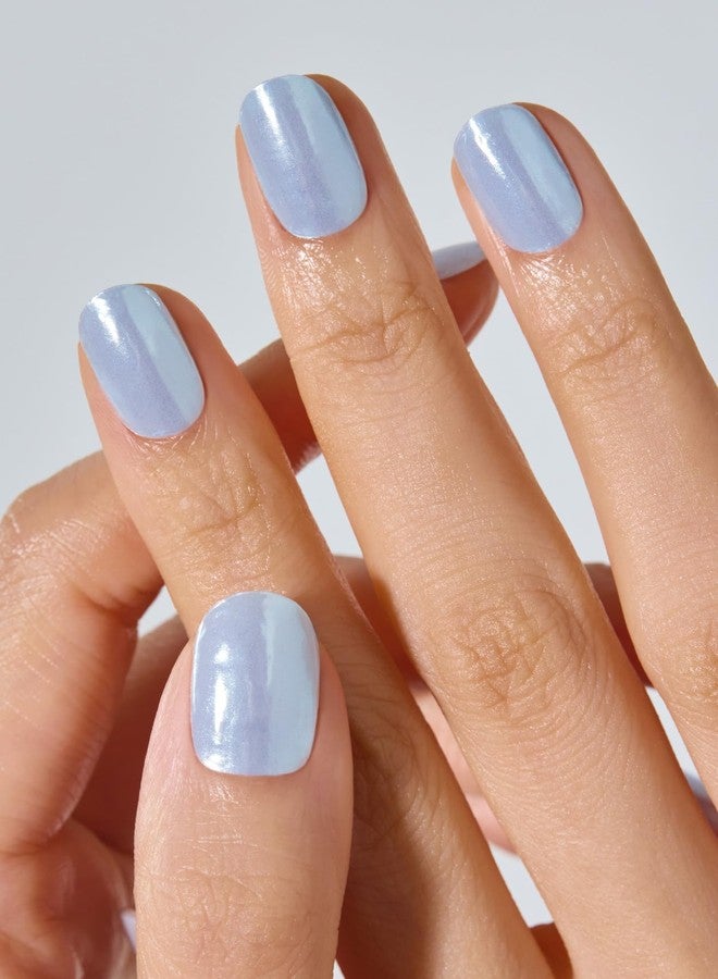 ohora Semi Cured Gel Nail Strips (N Light Blue Chrome) - Works with Any Lamps, Salon-Quality, Long Lasting, Easy to Apply & Remove - Includes 2 Prep Pads, Nail File & Wooden Stick - Image 2