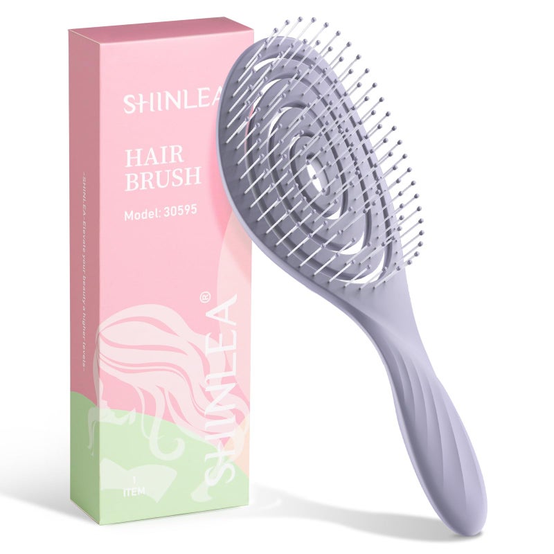 SHINLEA Detangle Hair Brush Detangling Wet Dry Spiral Hairbrush for Women Men Kids Vented Detangler for Blow Drying Glide Through Tangles For All Hair Types Purple