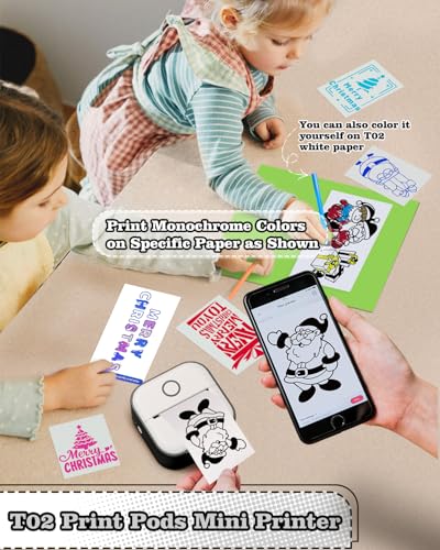 Memoking Mini Printer Sticker Printer T02 Portable Thermal Inkless Sticker Maker Machine Bluetooth Pocket Labeler for Study Graphics Anatomical Diagrams Photos Receipts DIYGift - Image 3