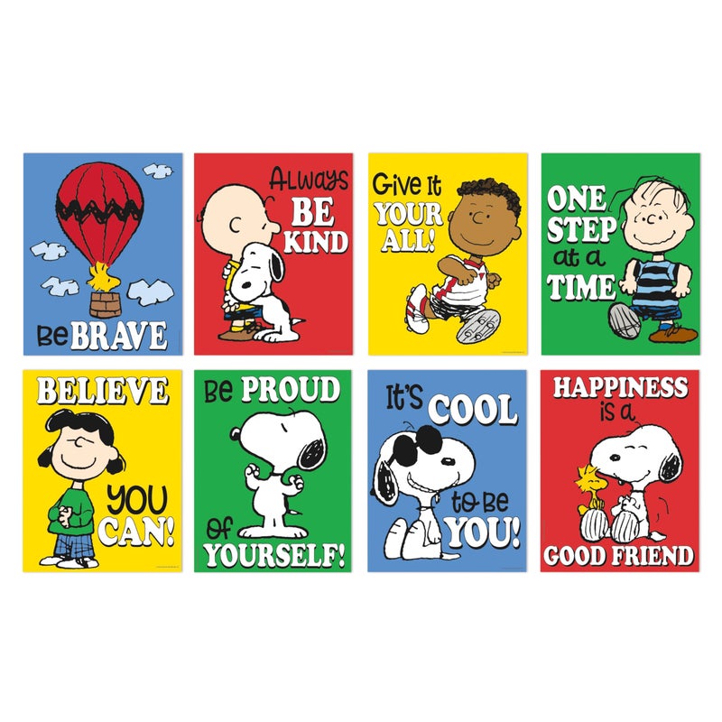Eureka Peanuts Mini Classroom Poster Set for Teachers, 11" x 14", 8 Pieces - Image 1