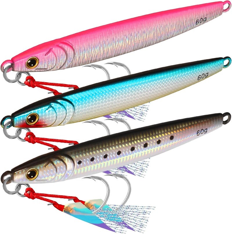 TRUSCEND Valuable Fishing Jigs of Captain's Favorite, Shiny Saltwater Spoons Perfect for Jigging, Slow Pitch Jig Catch More Fish, Durable and Well-Made Bass Salmon Tuna Fishing Lures with Sharp Hook - Image 1
