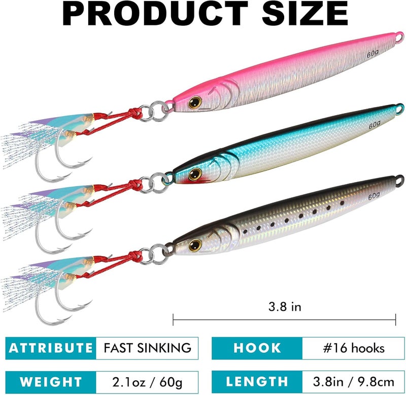 TRUSCEND Valuable Fishing Jigs of Captain's Favorite, Shiny Saltwater Spoons Perfect for Jigging, Slow Pitch Jig Catch More Fish, Durable and Well-Made Bass Salmon Tuna Fishing Lures with Sharp Hook - Image 2