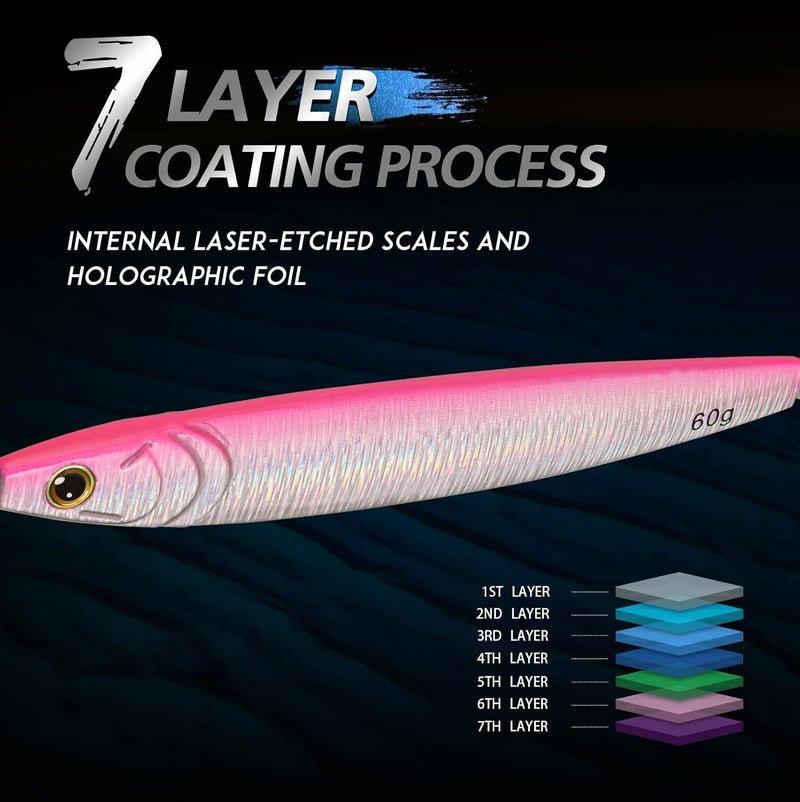 TRUSCEND Valuable Fishing Jigs of Captain's Favorite, Shiny Saltwater Spoons Perfect for Jigging, Slow Pitch Jig Catch More Fish, Durable and Well-Made Bass Salmon Tuna Fishing Lures with Sharp Hook - Image 4