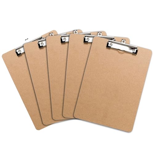 Office Solutions Direct Letter Size Clipboards with Low Profile Clip (Set of 5) - Wood Clipboards Bulk 5 Pack, Heavy Duty Clipboard, Back to School Teacher Classroom Supplies, School Supplies for College Students - Image 1