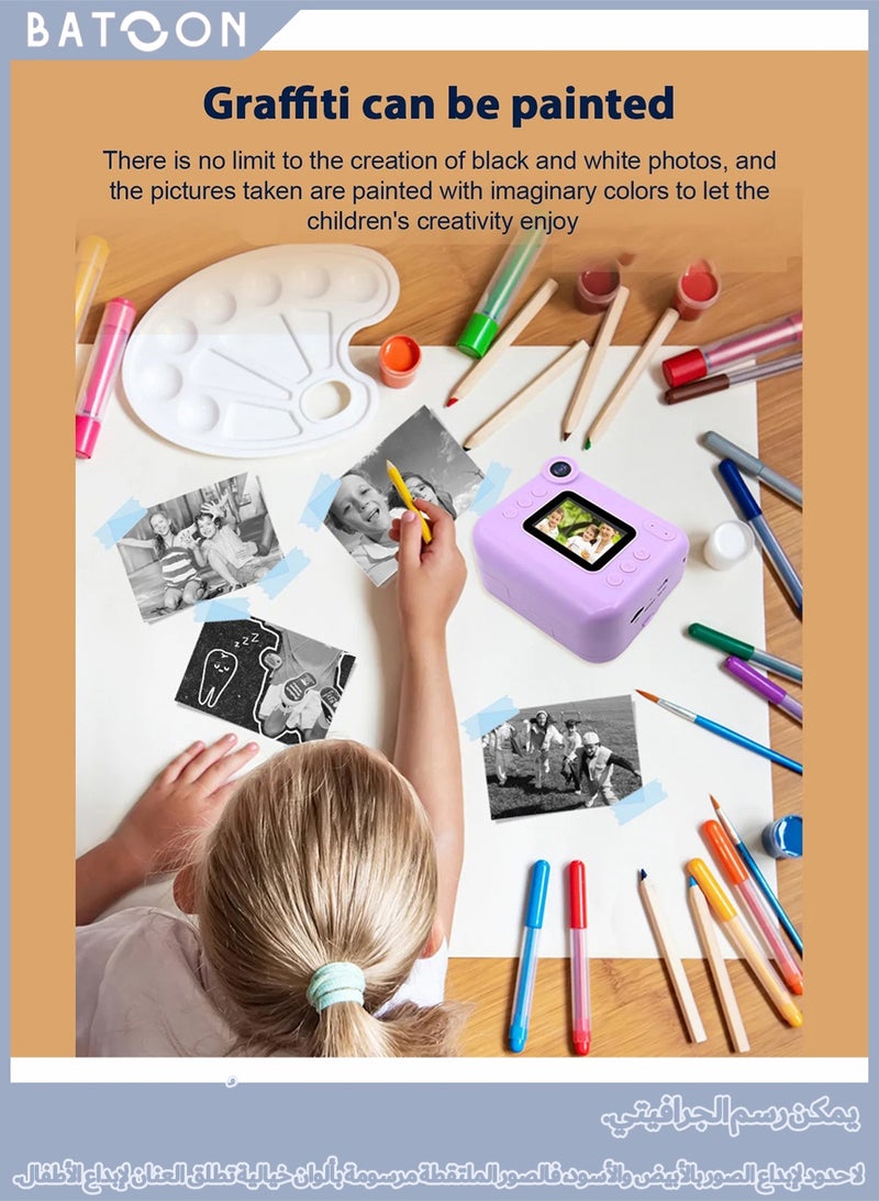 Batoon Kids Camera,Children Print Camera With flash,Instant Camera Toddler Digital Camera with 1080P HD Video Camera,2.0"IPS Screen Printing Instant Camera for Girls Boys 3-12, 3 Roll No-Ink Print Paper 32G SD Card(Blue) - Image 5