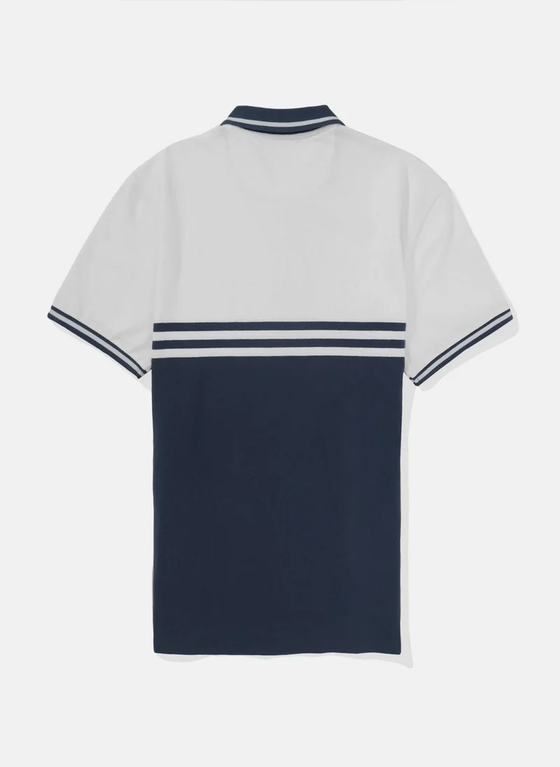 American Eagle Logo Striped Short Sleeve Polo Shirt