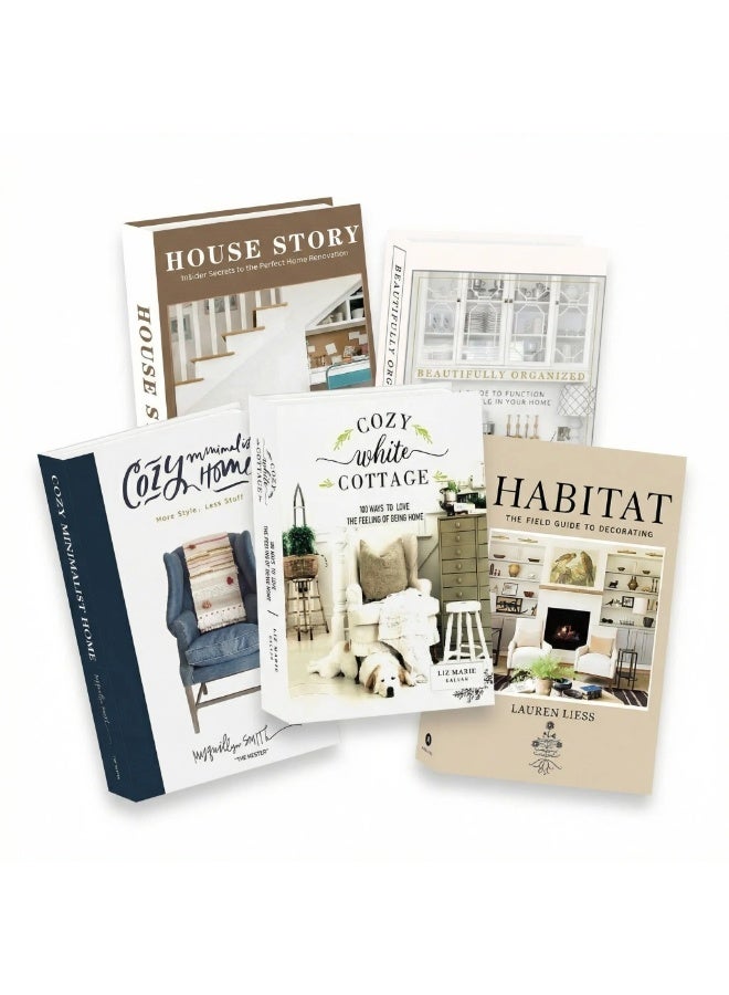 NIBEMINENT 5 Pcs Decorative Faux Books for Home Decor – Modern Fake Books for Coffee Table, Bookshelf & Bedroom, Stacked Book Set for Aesthetic Decor - Image 1