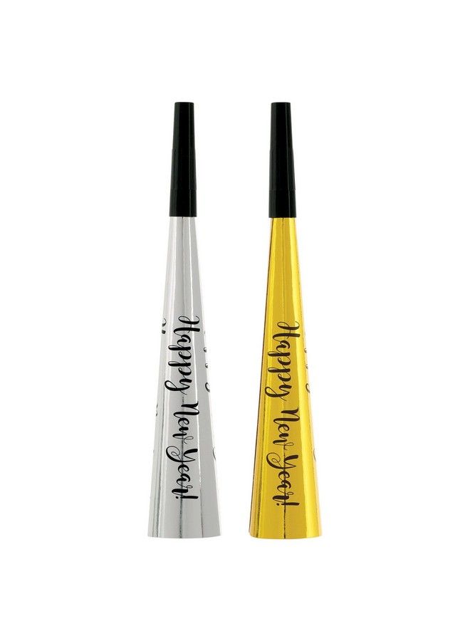 Amscan Metallic New Year Horns 9", Black, Silver & Gold, 24 Pcs - Image 1