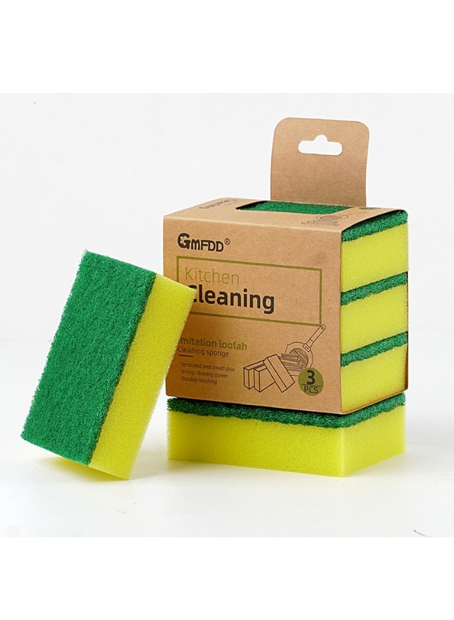 Kitchen Cleaning Sponge – 3pcs Heavy-Duty Scrubber Sponge | Non-Scratch Dishwashing Pad for Pots, Pans & Home Cleaning - Image 1