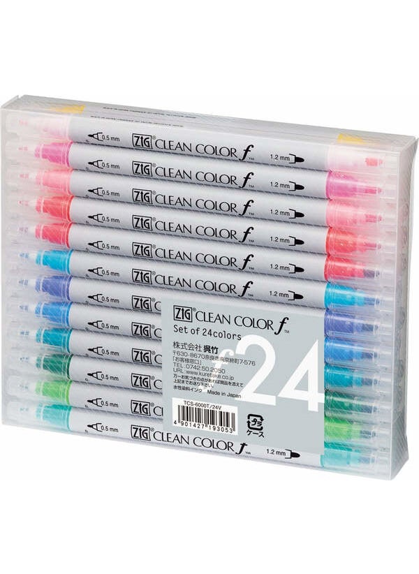 Zig Clean Color F Double Tip Pen Set 24 Colors 