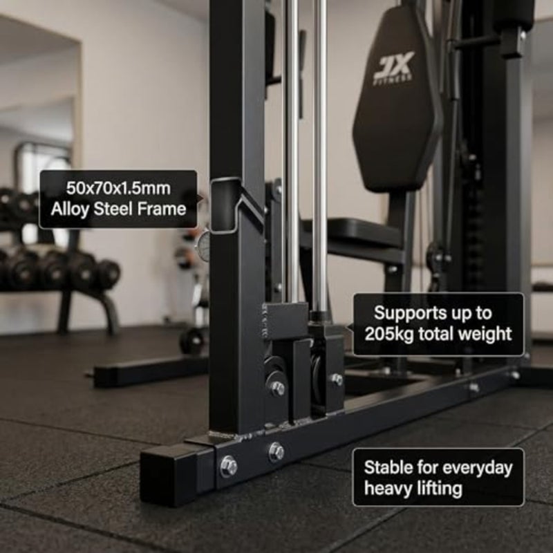 All-in-One Multi-Functional Home Gym Machine Smith Cable Crossover, 138lbs 63kg Stack Weights, Chest and Pec Deck, Heavy-Duty Frame, Full-Body Workout - Image 4