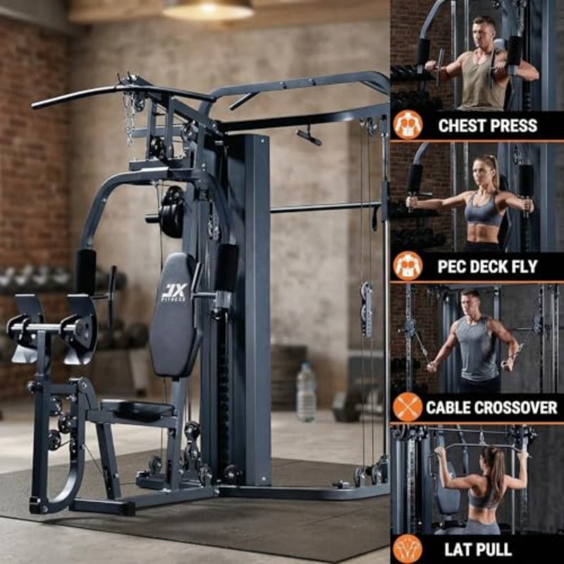 All-in-One Multi-Functional Home Gym Machine Smith Cable Crossover, 138lbs 63kg Stack Weights, Chest and Pec Deck, Heavy-Duty Frame, Full-Body Workout - Image 5