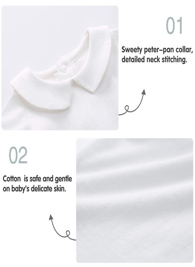 pureborn 2-Pack Baby Bodysuits Cotton Unisex Short Sleeve Peter Pan Collar Summer White 18-24 Months - Image 5