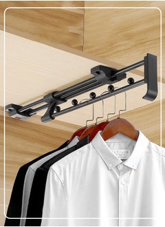 Beirui Multi-functional retractable trouser rack, Retractable Pull Out Trouser Rack Hanging Rack, Sliding Heavy Duty Steel Hanging Rod, Pull Out Wardrobe, Scarf, Trousers, Clothes, Towel Storage Slider 45CM  - Image 1