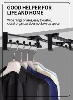 Beirui Multi-functional retractable trouser rack, Retractable Pull Out Trouser Rack Hanging Rack, Sliding Heavy Duty Steel Hanging Rod, Pull Out Wardrobe, Scarf, Trousers, Clothes, Towel Storage Slider 45CM  - Image 2