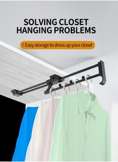 Beirui Multi-functional retractable trouser rack, Retractable Pull Out Trouser Rack Hanging Rack, Sliding Heavy Duty Steel Hanging Rod, Pull Out Wardrobe, Scarf, Trousers, Clothes, Towel Storage Slider 45CM  - Image 4