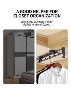 Beirui Multi-functional retractable trouser rack, Retractable Pull Out Trouser Rack Hanging Rack, Sliding Heavy Duty Steel Hanging Rod, Pull Out Wardrobe, Scarf, Trousers, Clothes, Towel Storage Slider 45CM  - Image 5