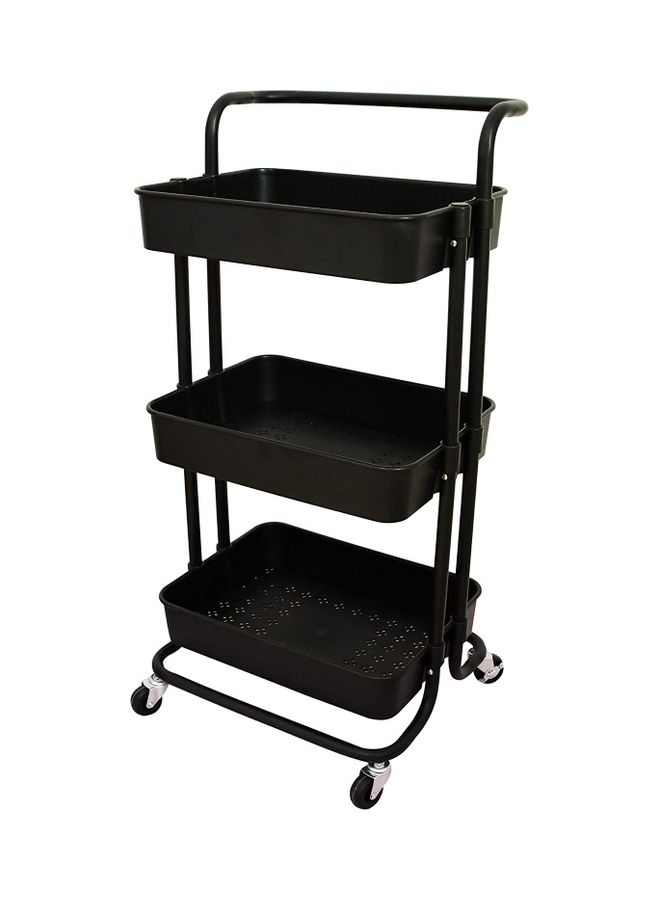 Toshionics 3-Tier Rolling Utility Cart Storage Organizer Shelves Multifunction Storage Trolley Black 85x42x35cm - Image 1