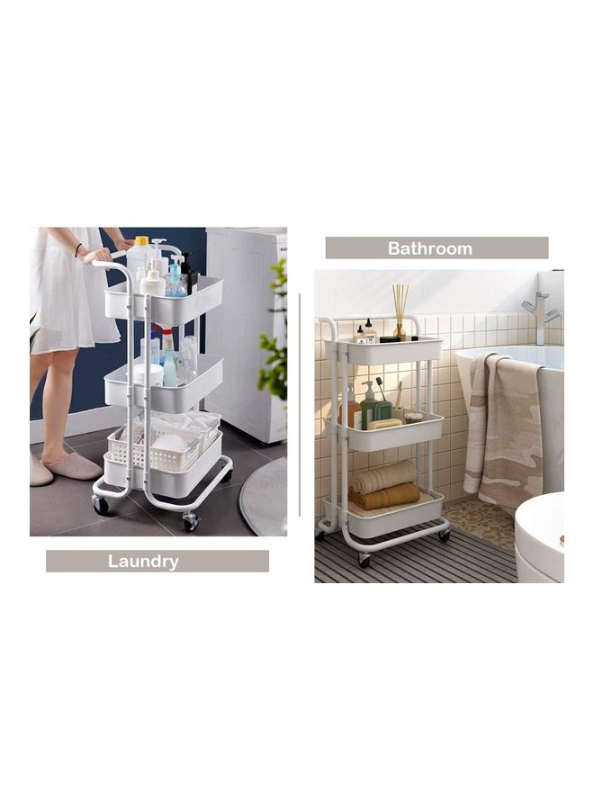Toshionics 3-Tier Rolling Utility Cart Storage Organizer Shelves Multifunction Storage Trolley Black 85x42x35cm - Image 4