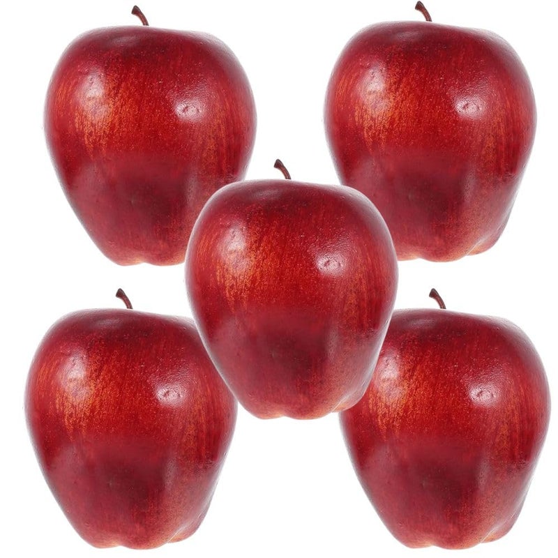 SINGAA تفاح صناعي مزيف للمنزل، المتاجر، الفنادق، طاولة الطعام، الاستقبال، التصوير، المطبخ، تعليم الأطفال وتزيين الفعاليات - (عبوة من 5) - Image 1