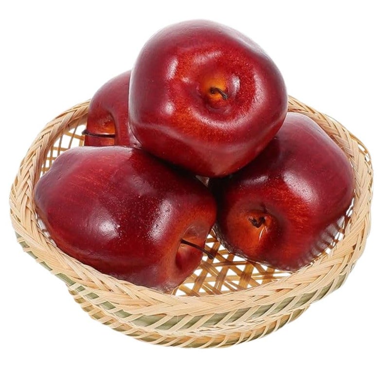 SINGAA تفاح صناعي مزيف للمنزل، المتاجر، الفنادق، طاولة الطعام، الاستقبال، التصوير، المطبخ، تعليم الأطفال وتزيين الفعاليات - (عبوة من 5) - Image 4