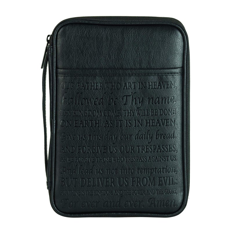 The Lord's Prayer Black Debossed Large Print Vinyl Zippered Bible Case Cover