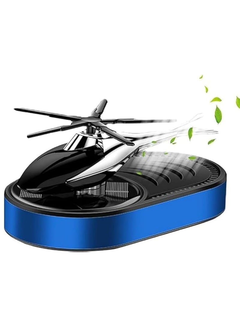 Festive Gallery Car Air Freshener, Helicopter Solar Energy Rotating Aromatherapy Aviation Al Alloy Diffuser, Interior Decoration Accessories Diffuser for Car and Home (Blue)  - Image 1
