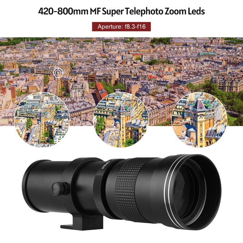 Camera MF Super Telephoto Zoom Lens F/8.3-16 420-800mm T2 Mount with M-mount Adapter Ring 1/4 Thread Replacement for Canon M M2 M3 M5 M6 Mark II M10 M50 M100 M200 Cameras - Image 4