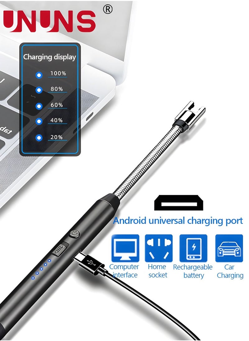 UNUNS Candle Lighter,Electric Arc Lighter,2PCS Windproof USB Rechargeable Electronic Plasma Arc Lighter With Safety Lock,LED Battery Indicator,Plasma Lighter Flameless for BBQ,Gas Stove  - Image 2