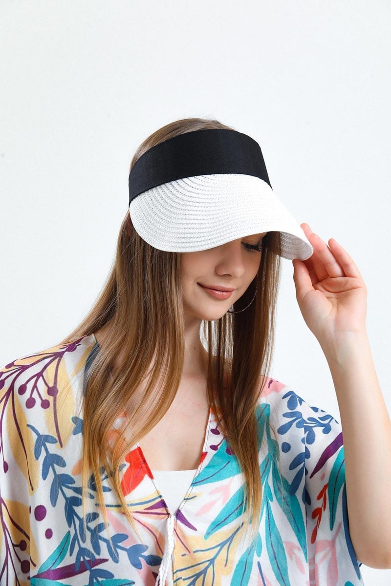 Saria Moda Saria Fashion Straw Visor-Tennis Player Foldable Women's Hat  - Image 2