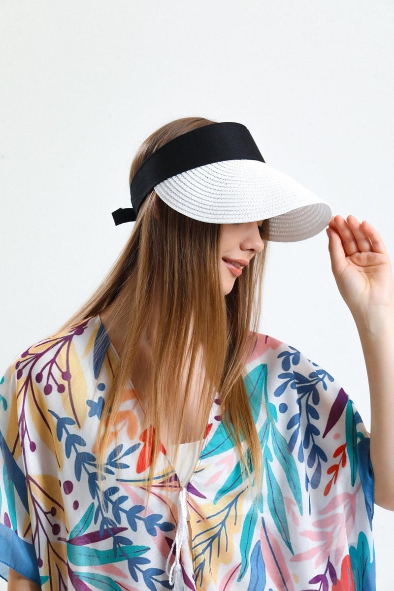 Saria Moda Saria Fashion Straw Visor-Tennis Player Foldable Women's Hat  - Image 4