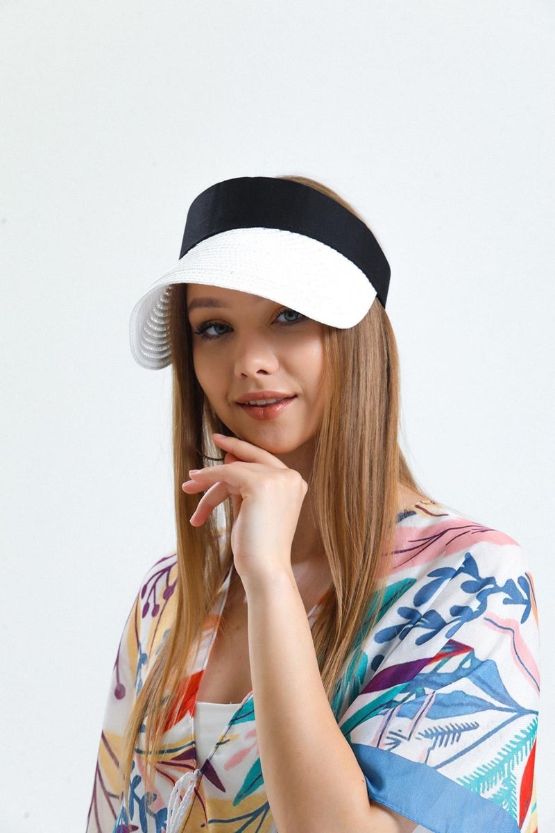 Saria Moda Saria Fashion Straw Visor-Tennis Player Foldable Women's Hat  - Image 3