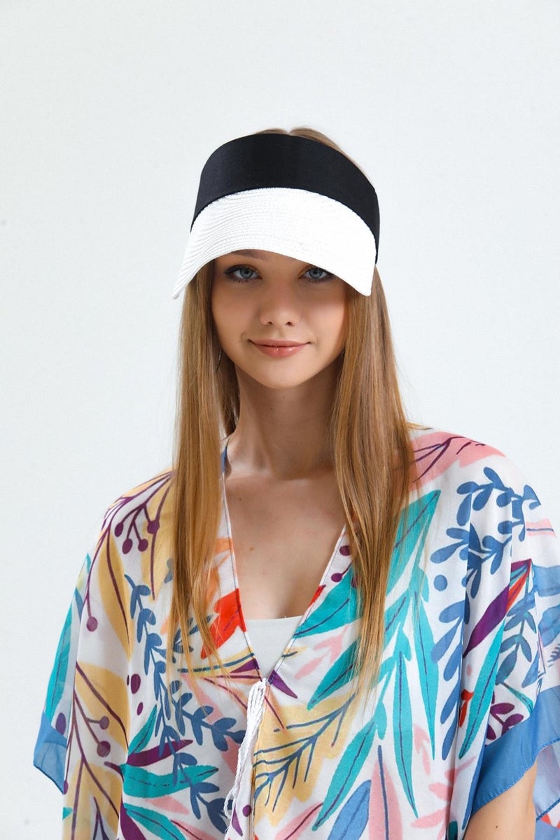 Saria Moda Saria Fashion Straw Visor-Tennis Player Foldable Women's Hat  - Image 1