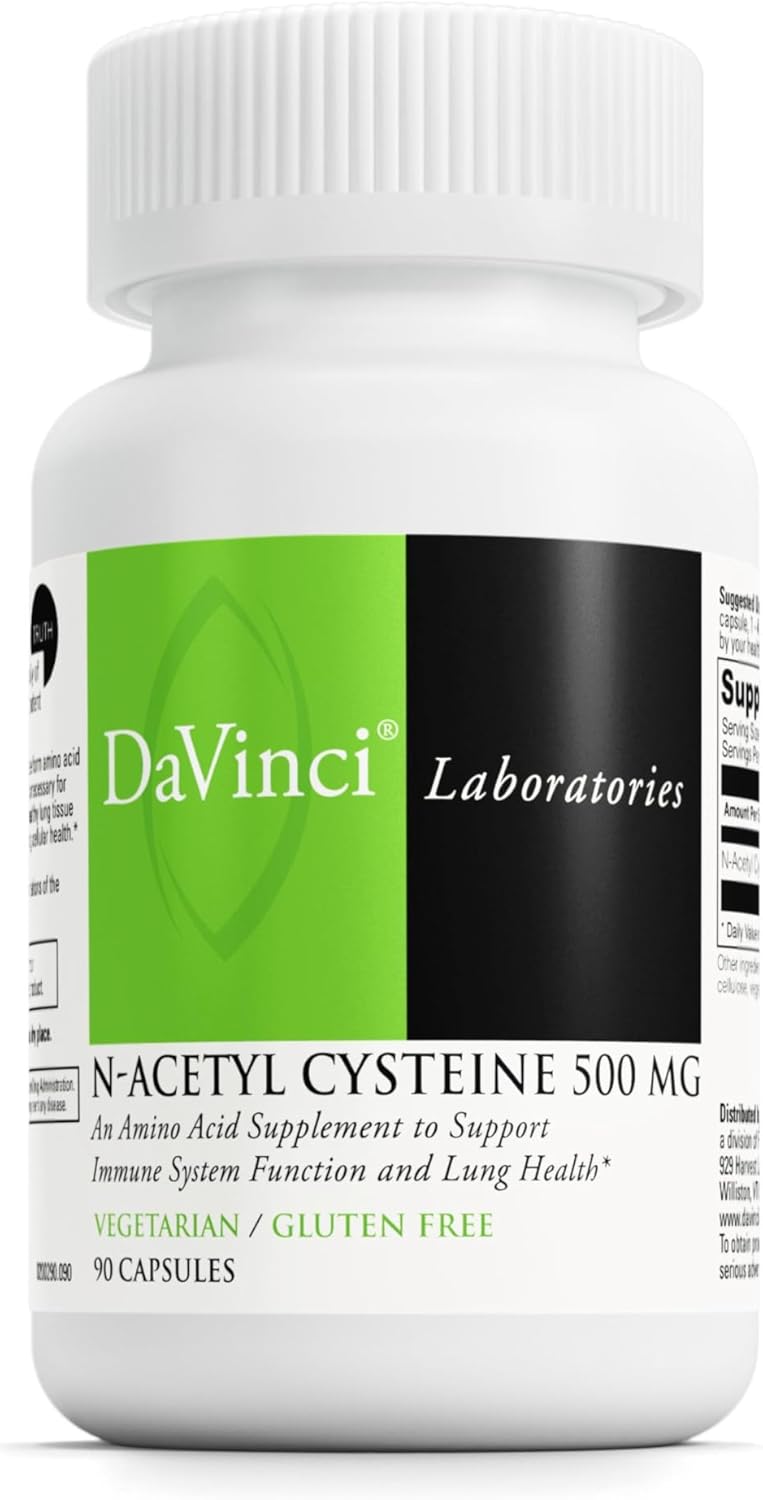 DAVINCI Laboratories  NAcetyl Cysteine 500 mg  an Amino Acid Supplement to Support Immune System Function and Lung Health  Vegetarian GlutenFree  90 Capsules - Image 1