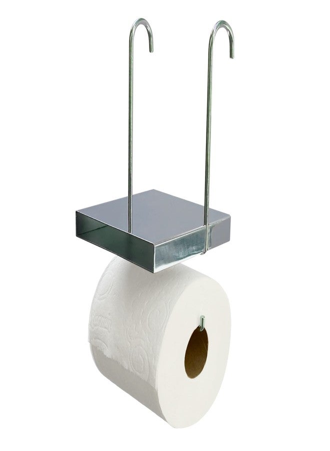 Weebak TP Pal Ledge - Hanging Extra Toilet Paper Roll Holder with Multi-Purpose Double Shelf, Durable Chrome - Image 1