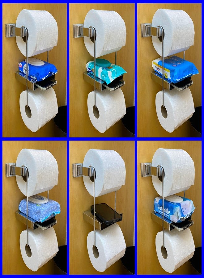 Weebak TP Pal Ledge - Hanging Extra Toilet Paper Roll Holder with Multi-Purpose Double Shelf, Durable Chrome - Image 4