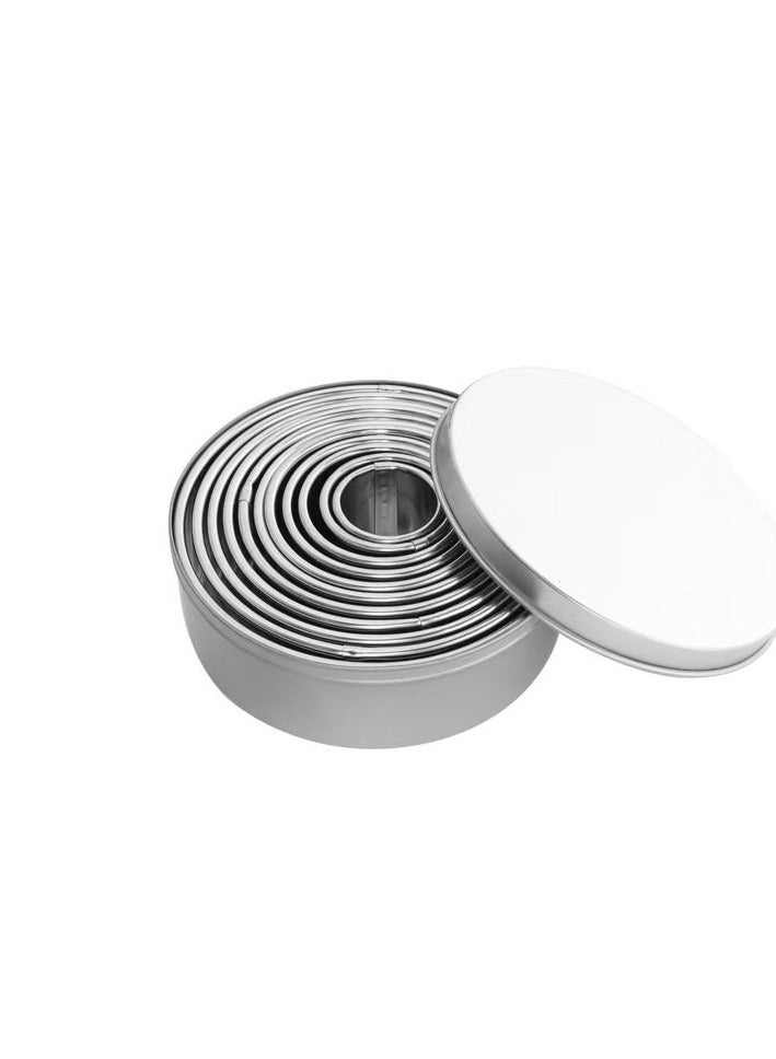 12 قطعة من الفولاذ المقاوم للصدأ جولة آلة قطع البسكويت ، مع الفضة تخزين مربع - Image 3