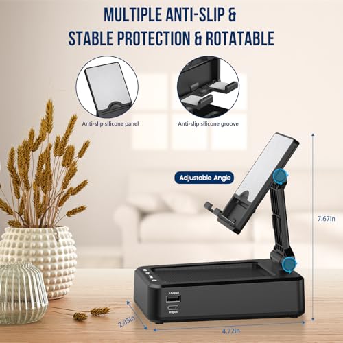 voijump Cell Phone Stand with Wireless Bluetooth Speaker and Charging, Anti-Slip Base HD Surround Sound, Perfect for Home/Outdoor, Phone Holder Compatible with iPhone/ipad/Samsung Galaxy, Gifts for Men Women - Image 3