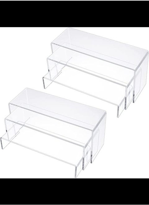 SMARTPOINTS Acrylic Display Risers, Clear Rectangle Stands Shelf for Display 6pcs