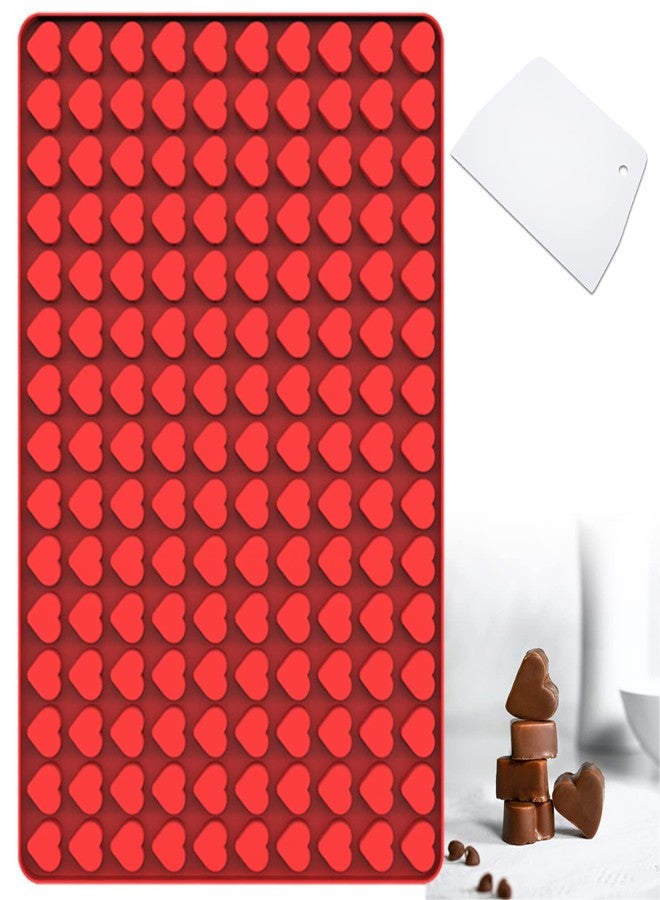 Amyandone Mini Heart Silicone Mold, 150 Cavities Heart Shape Chocolate Molds for Homemade Candy/Fondant/Gummy/Jelly, Food Grade Hearts Mold for Fruit Snack/Pet Treats/Snacks Biscuits (with a Scraper) - Image 1