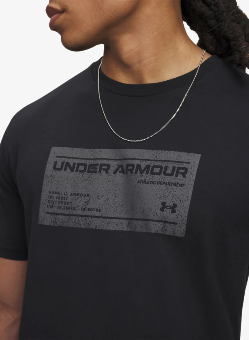 Under Armour Black /  / Castlerock Box Wordmark Label T-Shirt for Men | Best Price UAE