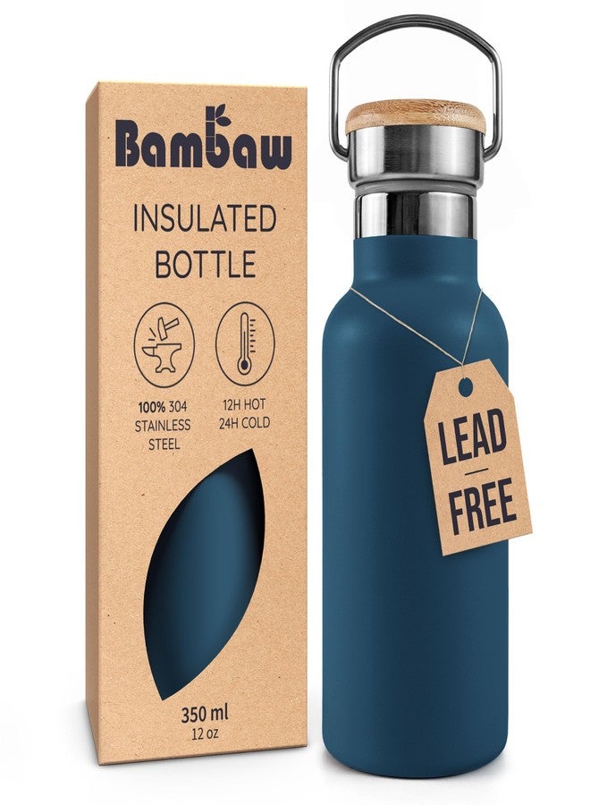 Bambaw 12 oz Insulated Water Bottle, Blue Stainless Steel Water Bottle, Thermal Water Bottle, Insulated Travel Water Bottle, Dishwasher Safe Water Bottle, Small Water Bottle - Aegean Blue - Image 1