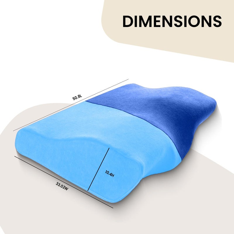 Sleepsia Memory Foam Pillow | 1 Year Warranty | Cervical Pillow for Neck Pain, Pillow for Neck Pain Orthopedic Pillow with Extra Curve Neck Support for Sleeping Side & Back Sleepers (Blue, Gel) - Image 2