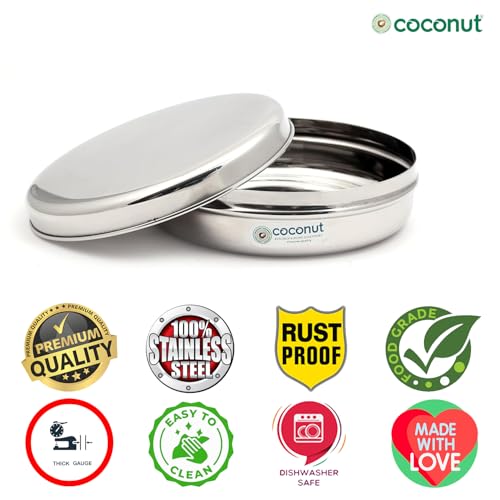 coconut Stainless Steel - Sleek Multipurpose Storage Container | Ideal For Chapati, Paratha, Chocolate, Cake, Snacks & Dry Fruits | Easily Stackable | Must Have Kitchen Essentials - Image 3