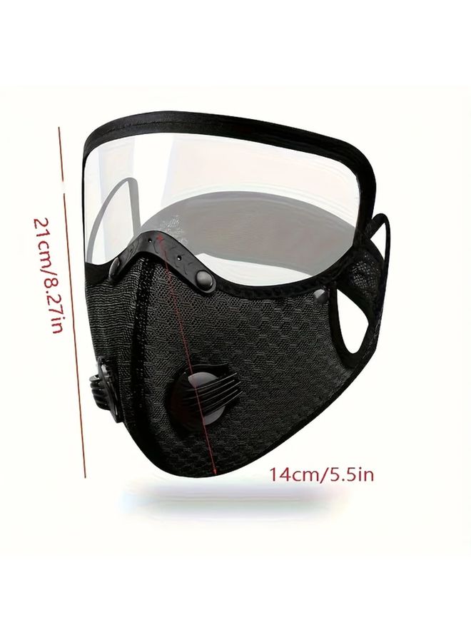 Black Full Face Motorcycle Mask With Goggles Windproof Sun Protection Polyester Knitted Adult Size - Image 2