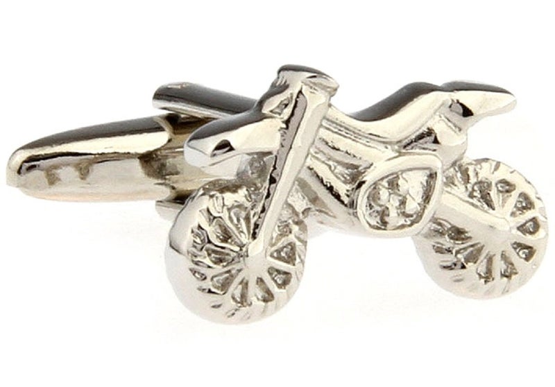MRCUFF Motorcycle Bike Off Road Dirt Pair of Cufflinks in a Presentation Gift Box & Polishing Cloth - Image 1
